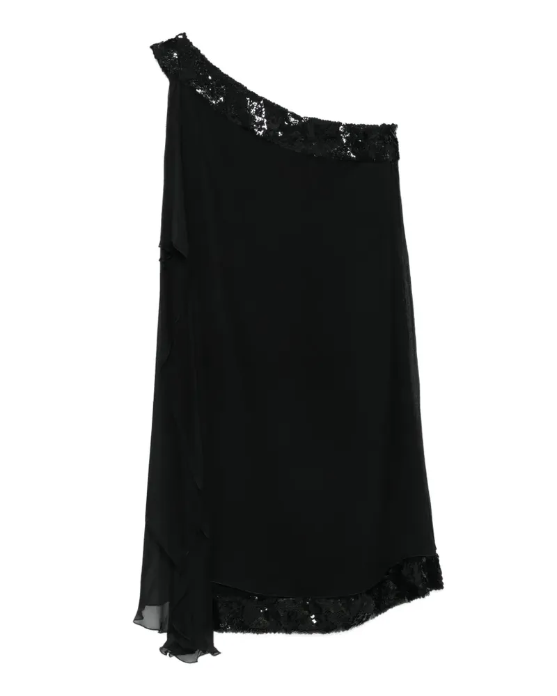 Alberta Ferretti asymmetric sequin mini dress - Schwarz Schwarz