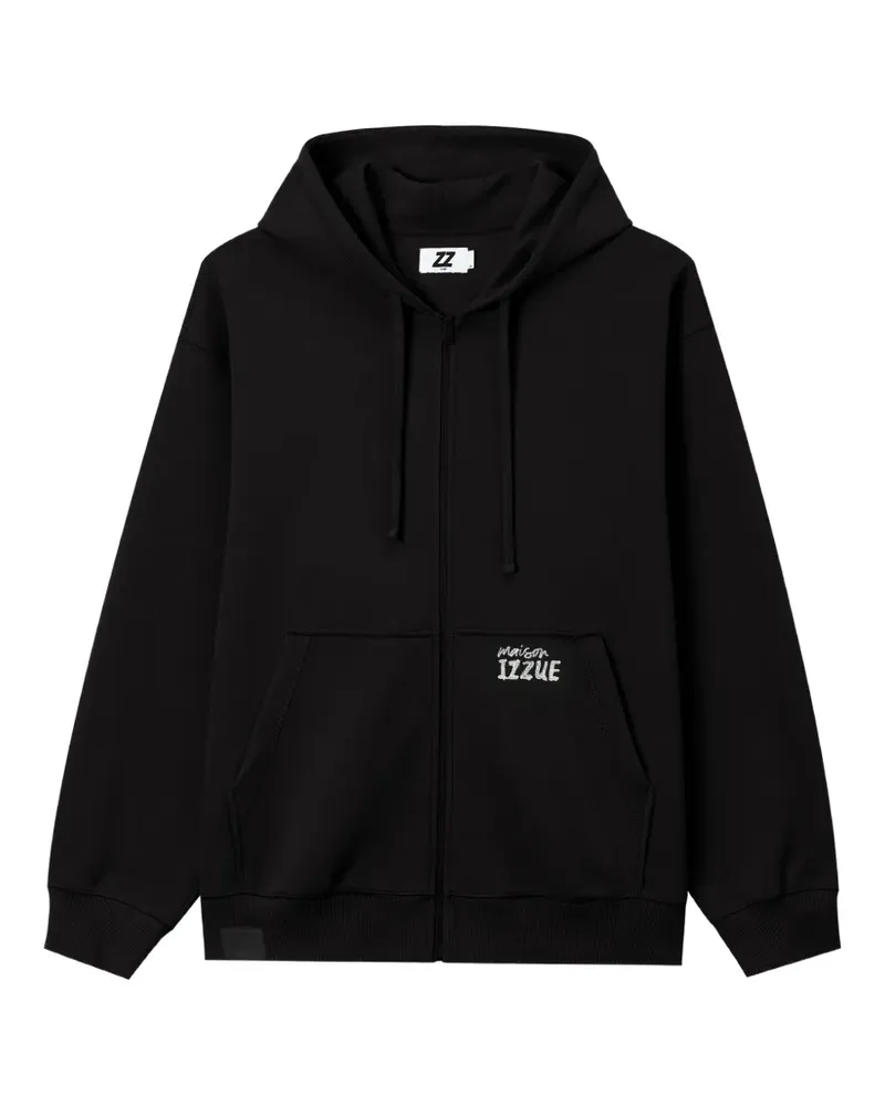 Izzue Kapuzenjacke mit Logo-Print - Schwarz Schwarz