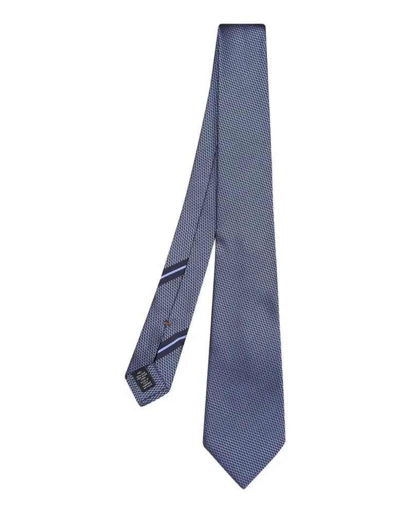 Ermenegildo Zegna Geometrisch gemusterte Seidenkrawatte - Blau Blau