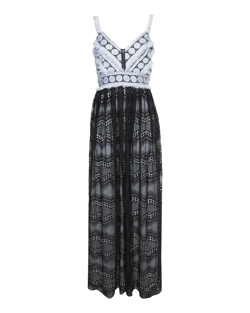 Badgley Mischka Maxikleid mit Fransen - Schwarz Schwarz