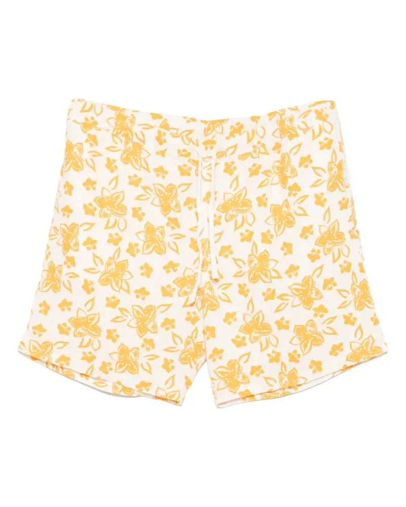 120% Lino Shorts aus Leinen mit Blumenmuster - Nude Nude