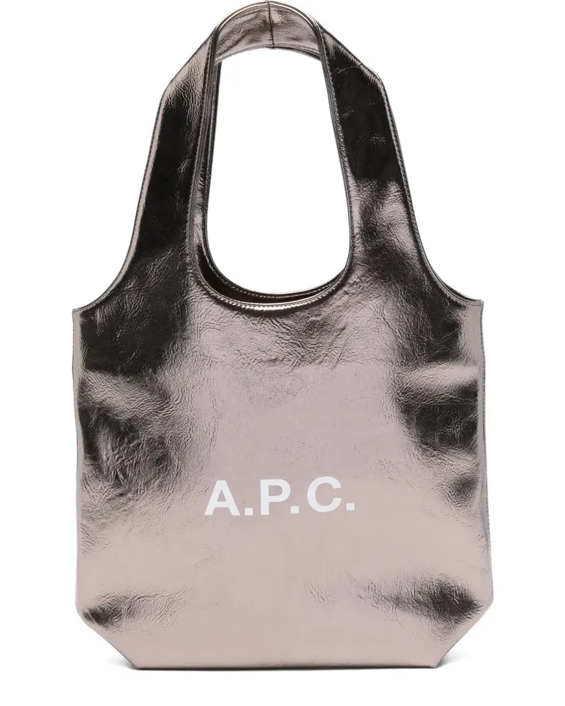 A.P.C. Kleiner Ninon Tote Bag mit Metallic-Logo - Silber Silber