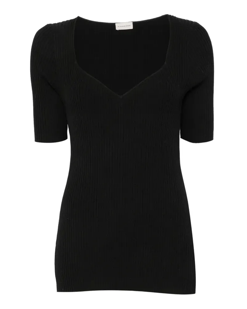 By Malene Birger Feddea ribbed-knit V-neck T-shirt - Schwarz Schwarz