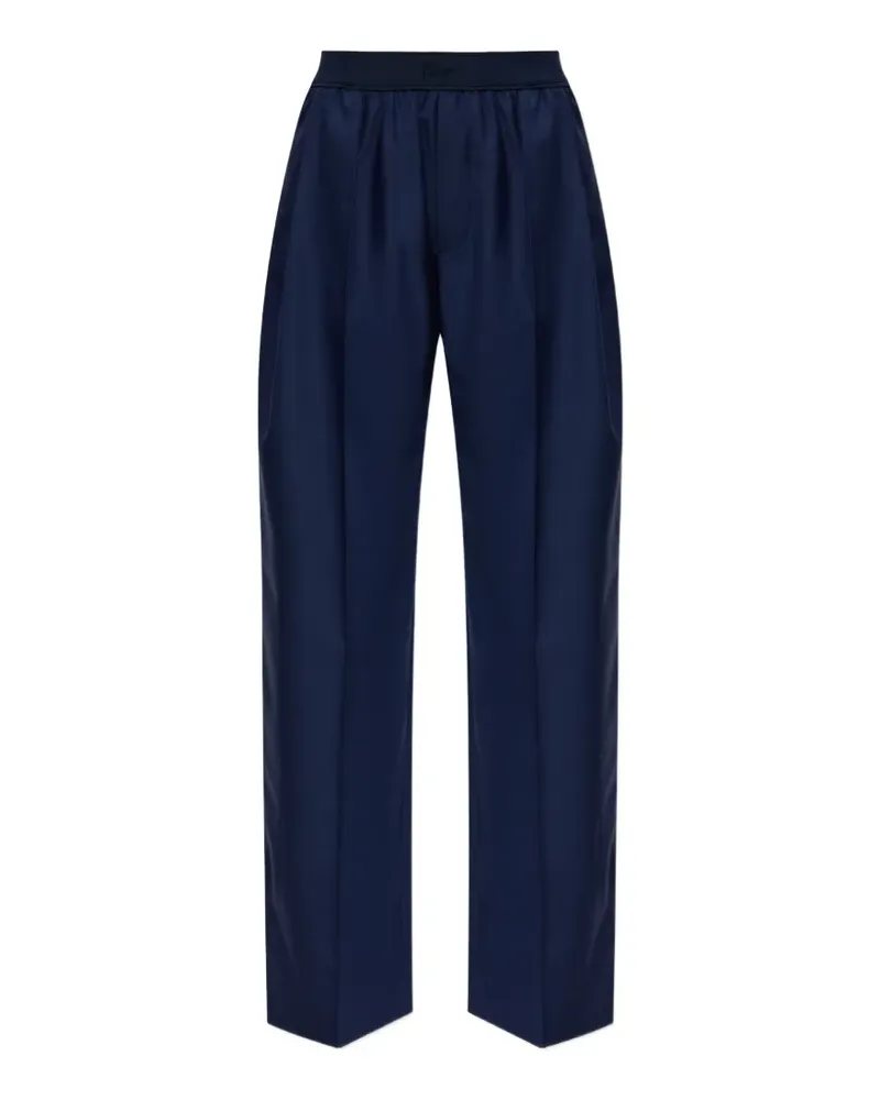 Kenzo logo-embroidered pleated wool trousers - Blau Blau