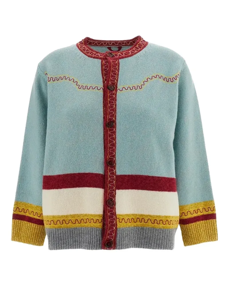 BODE Rock Candy Cardigan in Colour-Block-Optik - Blau Blau