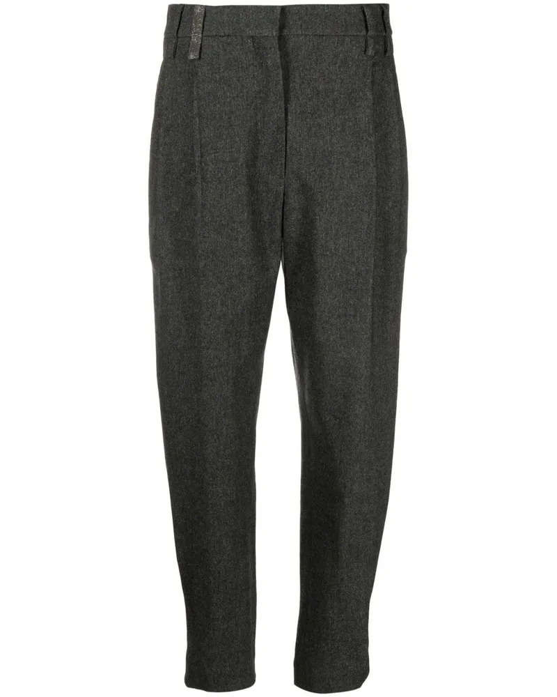 Brunello Cucinelli Verzierte Tapered-Hose - Grau Grau