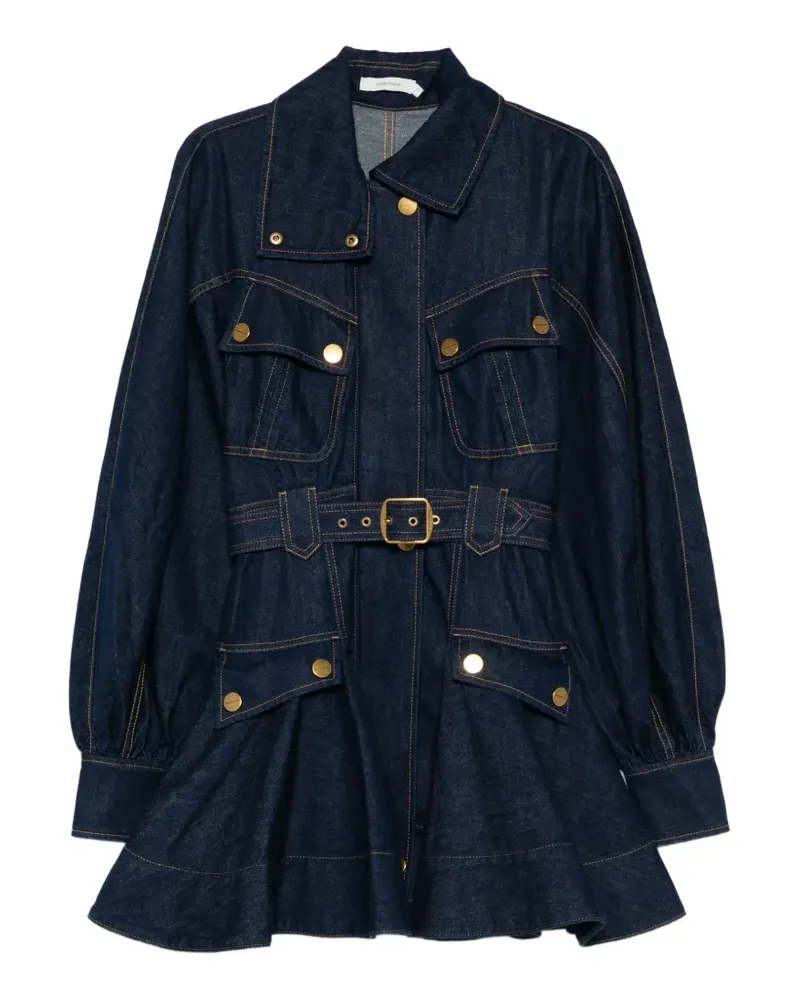 Zimmermann Luna Gürtel-Jeanskleid mit Knöpfen - Blau Blau