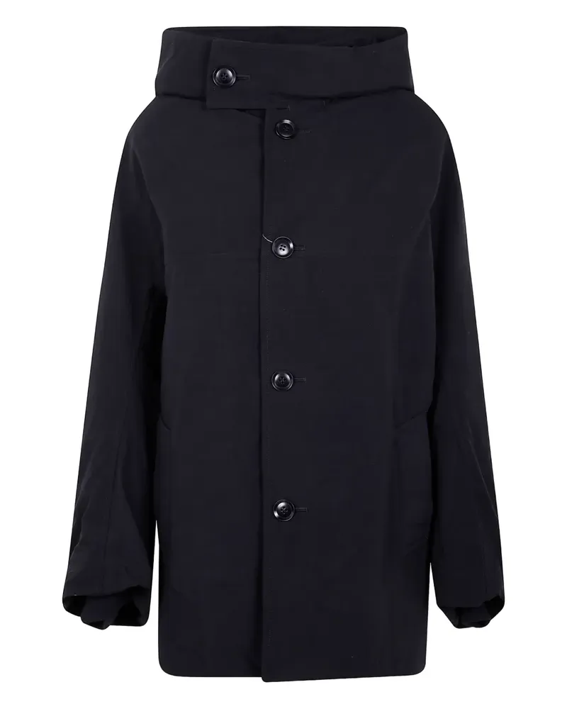 Yohji Yamamoto Mantel mit Kapuze - Schwarz Schwarz
