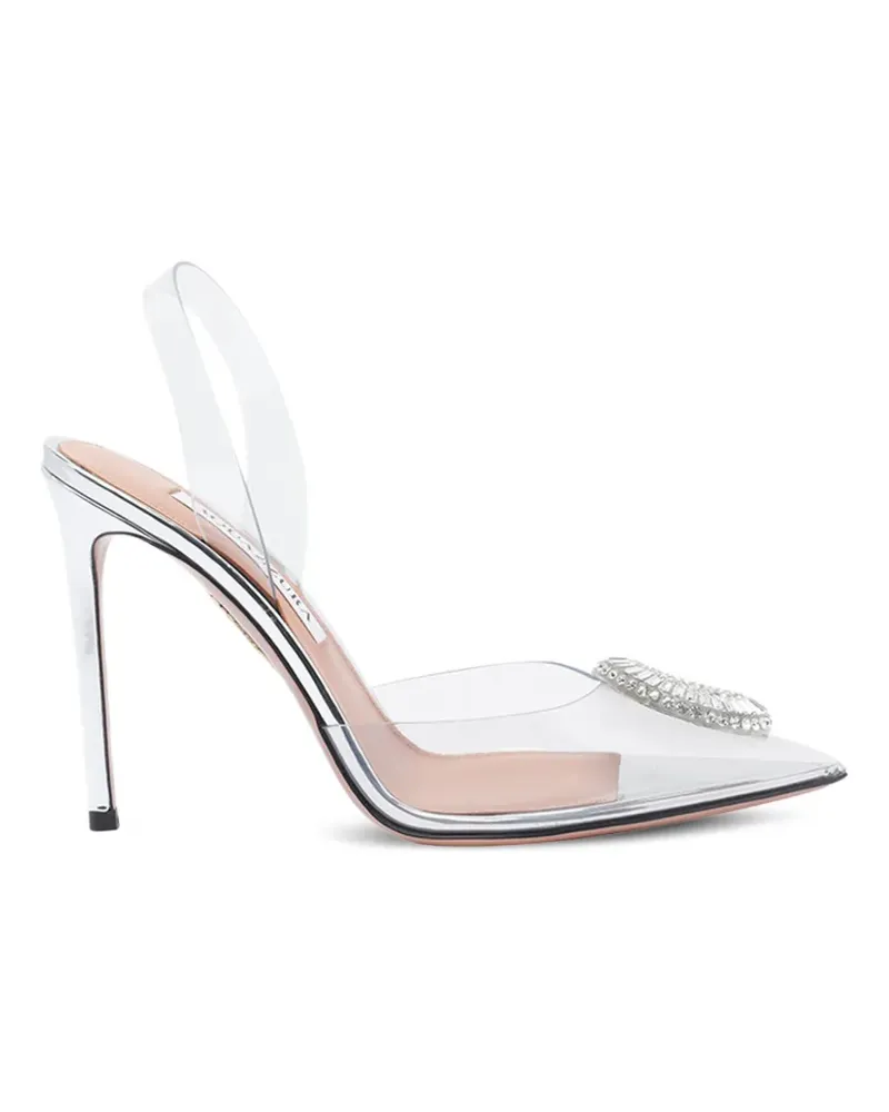 Aquazzura Slingback-Pumps mit Kristallen - Weiß Weiß