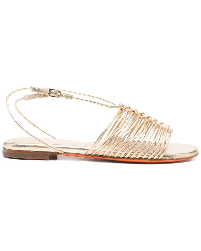 Santoni Flache Metallic-Sandalen - Gold Gold