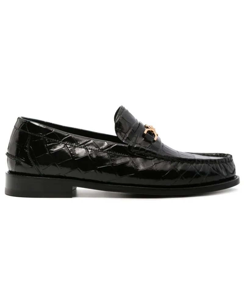 Versace Medusa Loafer mit Kroko-Prägung - Schwarz Schwarz