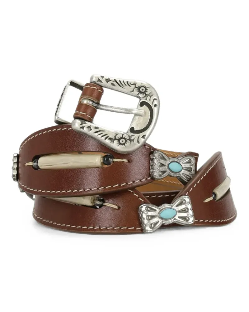 Fortela Tina bead-embellished leather belt - Braun Braun