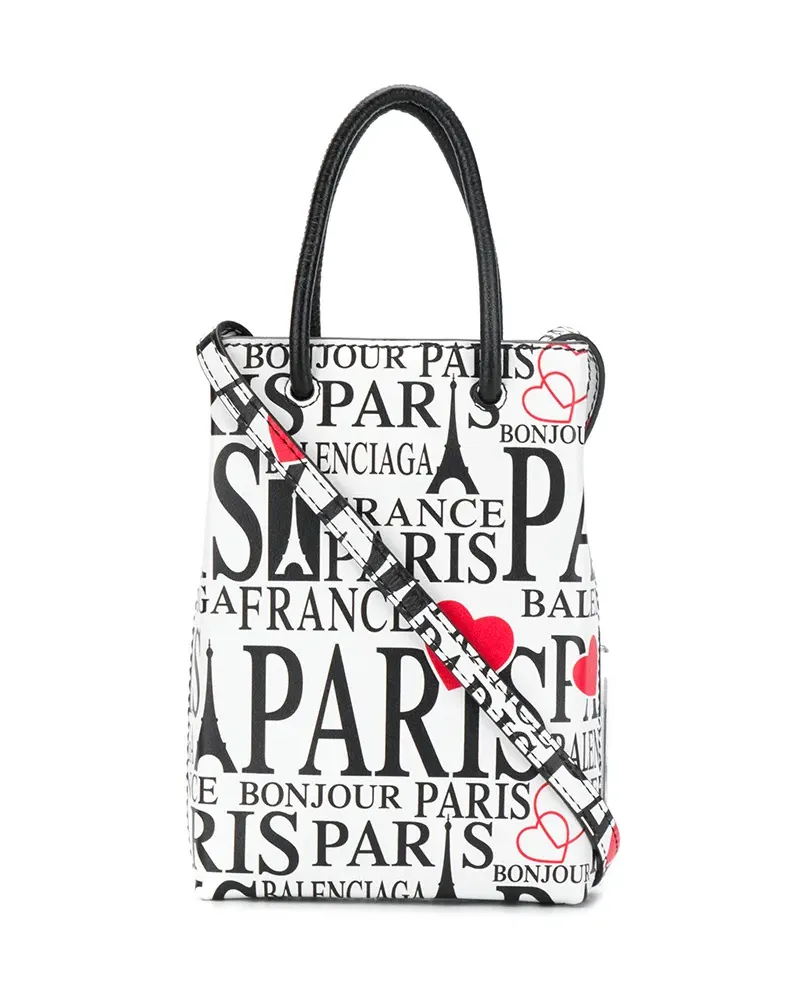 Balenciaga Bonjour Paris' Mini-Tasche - Weiß Weiß