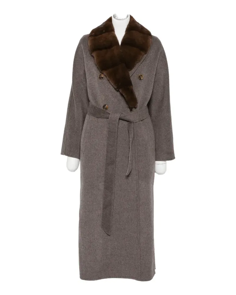 Liska fur-trim double-breasted coat - Grau Grau