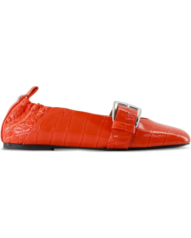Ganni Ballerinas mit Kroko-Optik - Orange Orange