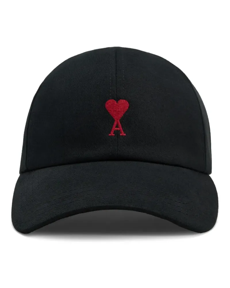 AMI Paris Baseballkappe mit Logo-Stickerei - Schwarz Schwarz