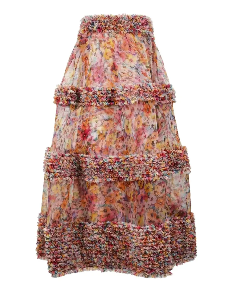 Zimmermann Gerüschtes Luna Maxikleid - Rosa Rosa