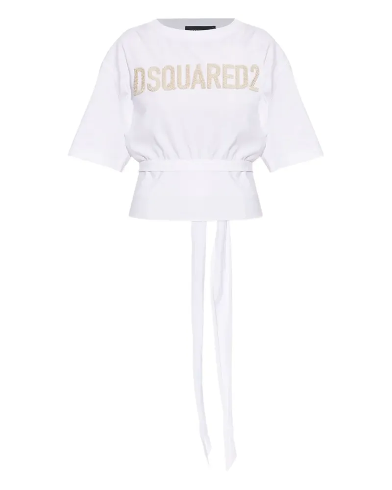 Dsquared2 embroidered tie-waist T-shirt - Weiß Weiß