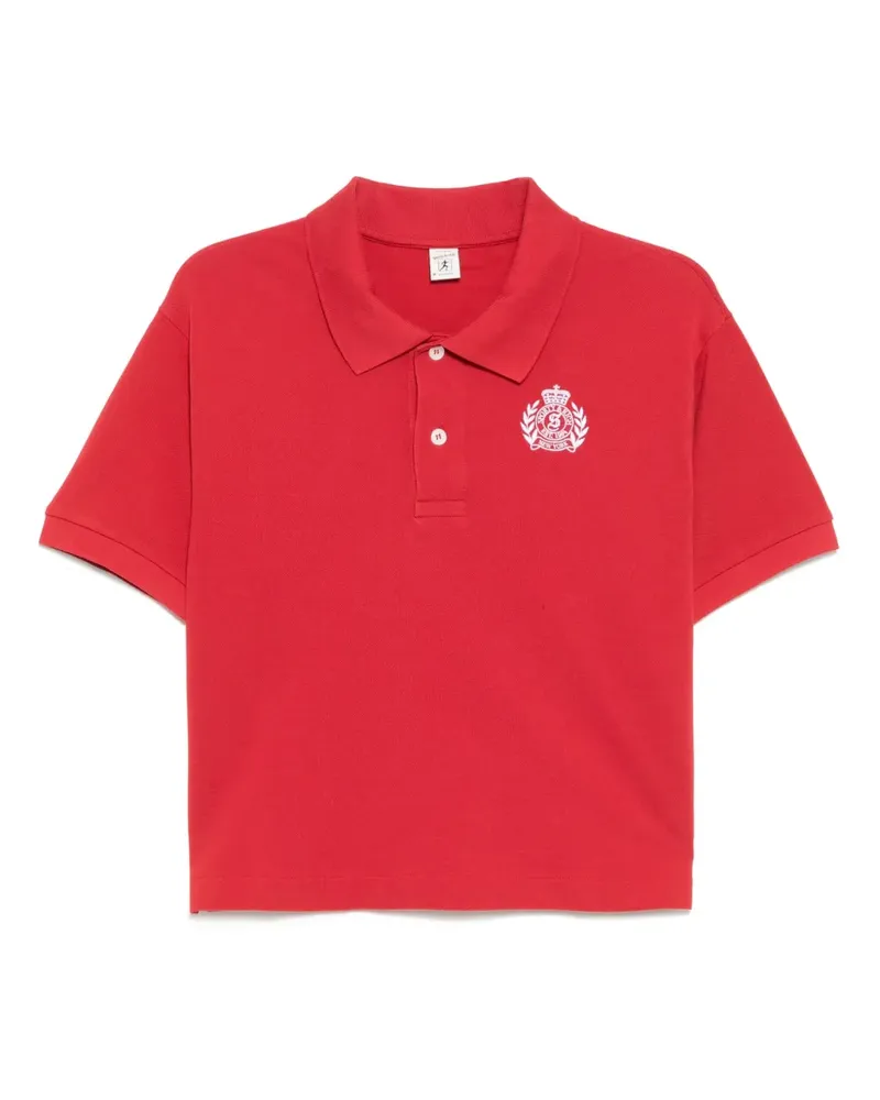 SPORTY & RICH H&W Piqué-Poloshirt mit Wappen - Rot Rot