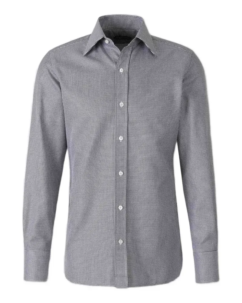 Tom Ford houndstooth-pattern long-sleeve shirt - Schwarz Schwarz