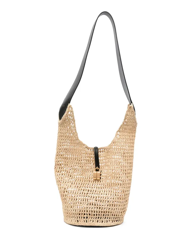 DeMELLIER Siena raffia shoulder bag - Nude Nude