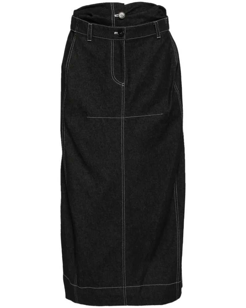 LOW CLASSIC Jeans-Maxirock mit doppelter Taille - Schwarz Schwarz