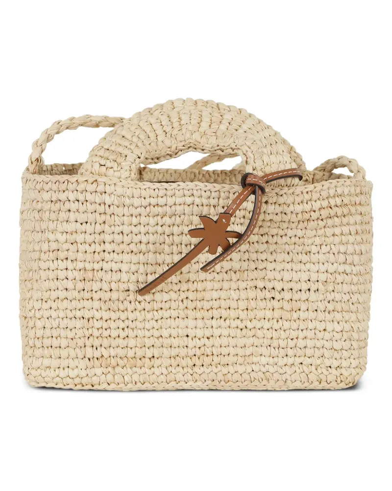 Manebí woven palm-charm clutch bag - Nude Nude