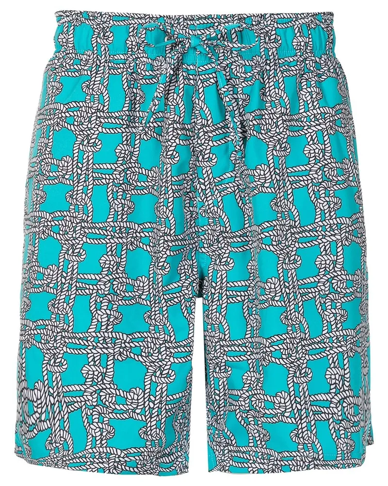 Amir Slama Badeshorts mit Knoten-Print - Blau Blau