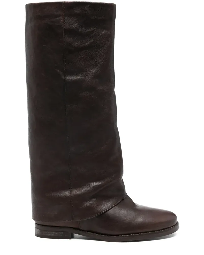 Julie Dee Kniehohe Lederstiefel - Braun Braun