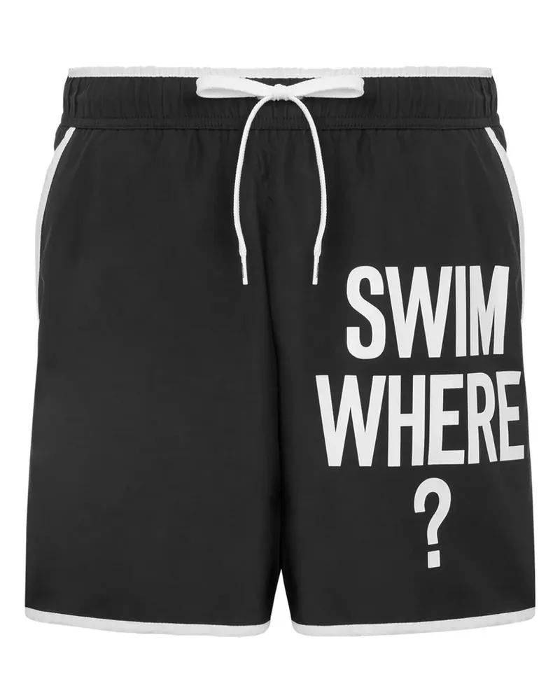 Moschino Badeshorts mit Logo-Print - Schwarz Schwarz