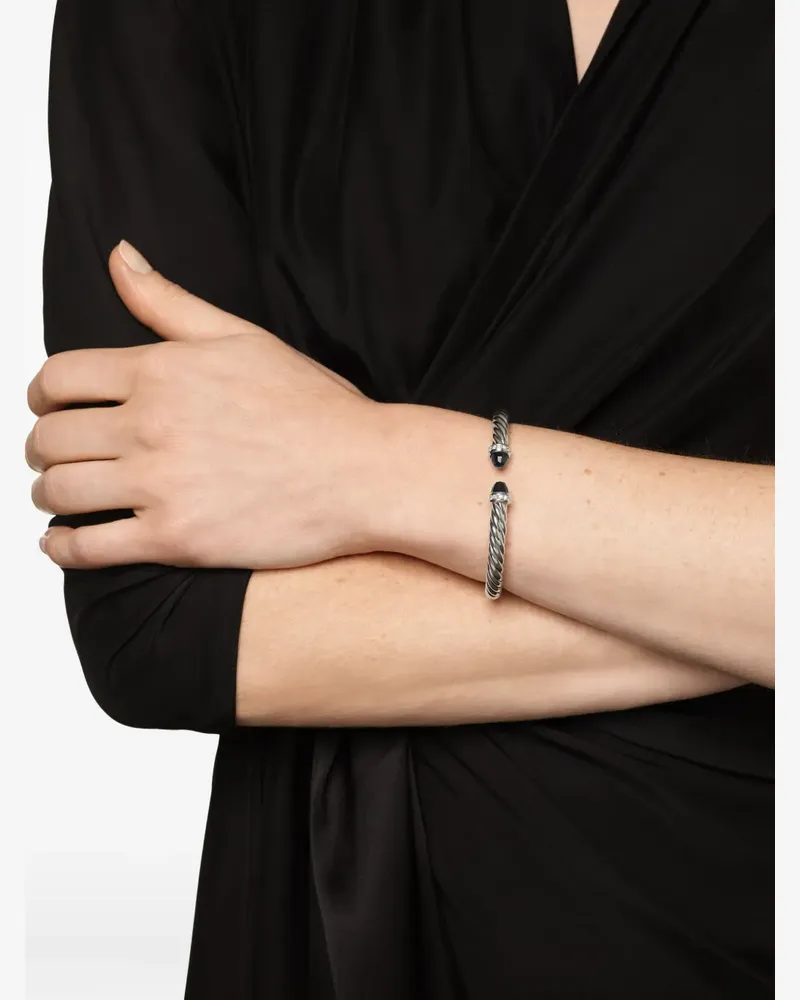 David Yurman sterling silver Cable Flex® onyx and diamond bracelet - Silber Silber