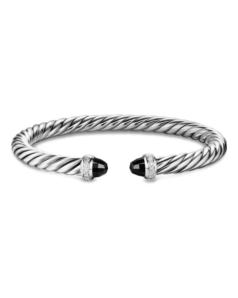 David Yurman Cable Flex® Sterlingsilber-Armband mit Onyx und Diamanten Silber