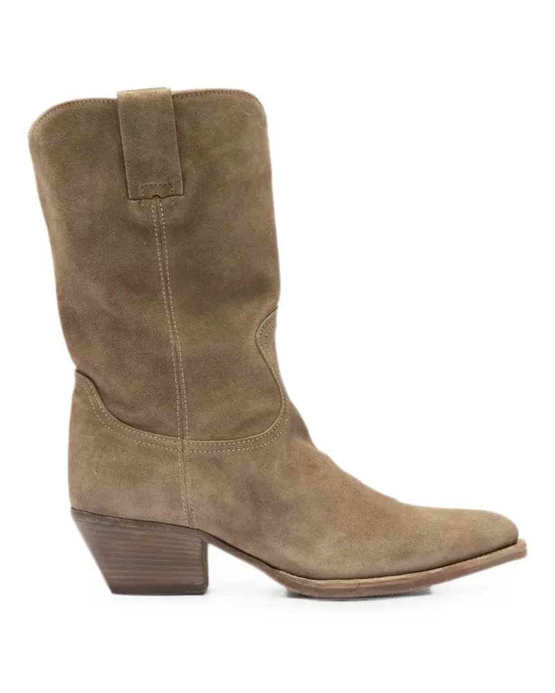 Officine Creative Italia Wanda Wildlederstiefel mit spitzer Kappe - Nude Nude