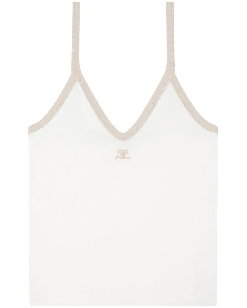 Courrèges Tanktop mit Kontrastborten - Weiß Weiß