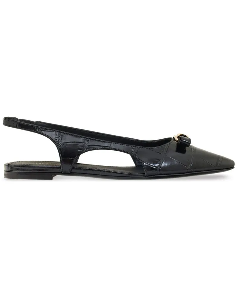 Ferragamo Slingback-Ballerinas mit Logo-Schild Schwarz