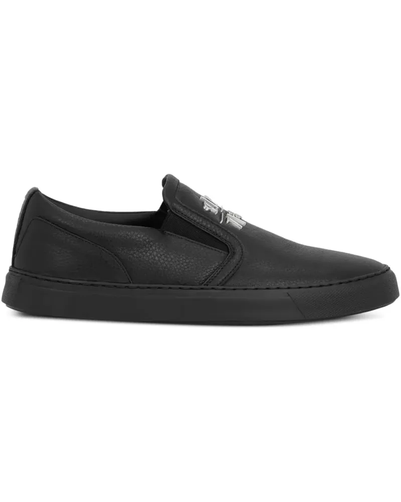 Philipp Plein Slip-On-Sneakers mit Prägung - Schwarz Schwarz