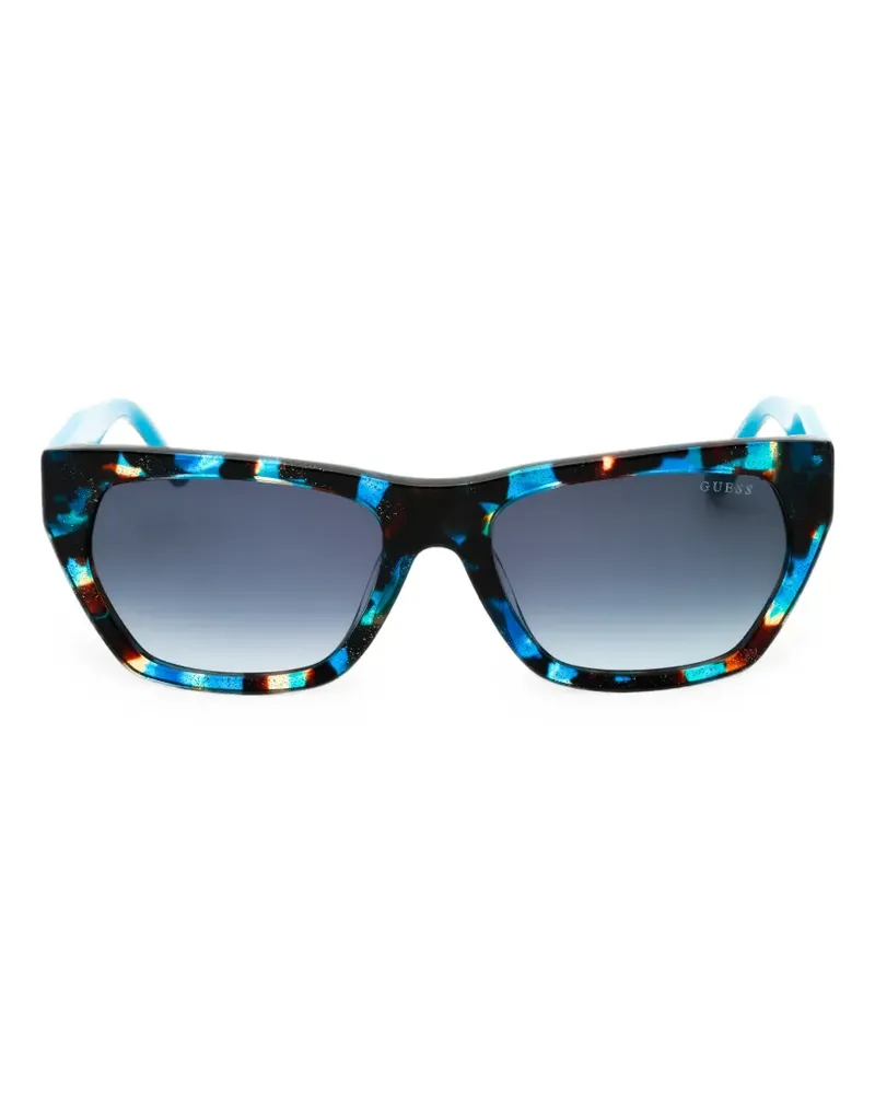 Guess tortoiseshell-effect rectangle-frame sunglasses - Blau Blau