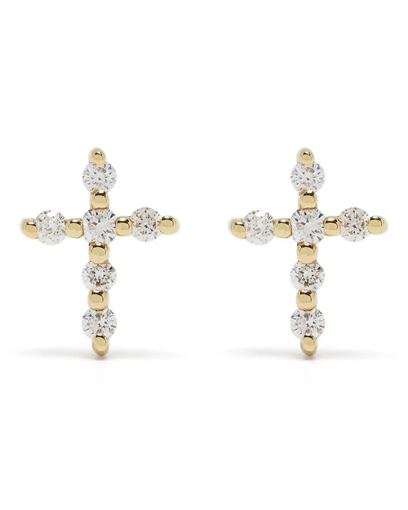 DJULA 18kt Big Cross Gelbgoldohrringe mit Diamanten Gold