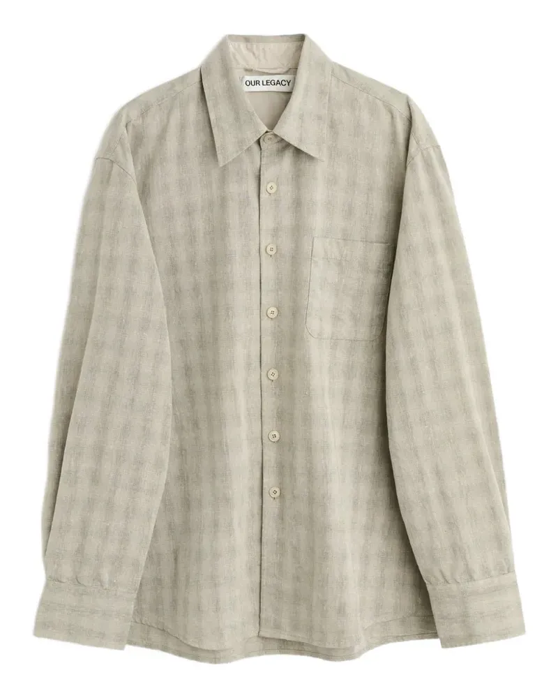 Our Legacy Above check-pattern patch-pocket shirt - Nude Nude