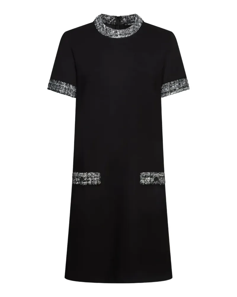 Karl Lagerfeld T-Shirt-Minikleid mit Bouclé-Besatz - Schwarz Schwarz