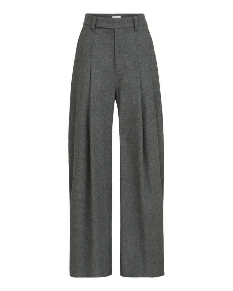 Brunello Cucinelli Barrel-Hose aus Schurwoll-Kaschmir-Twillflanell mit Falten und Monili - Grau Grau