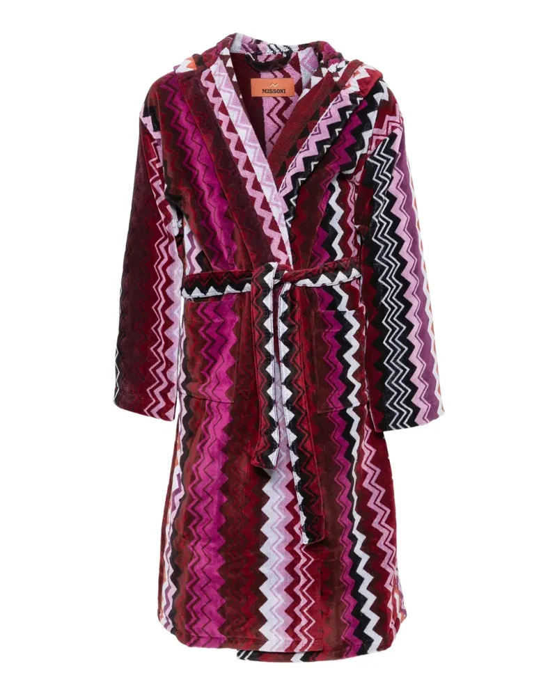 Missoni Kapuzen-Bademantel mit Zickzack-Print - Rosa Rosa