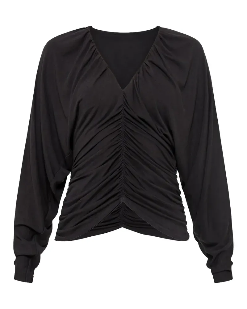 NISSA draped Tencel™ and wool top - Schwarz Schwarz