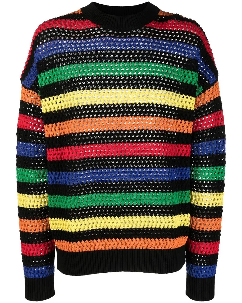 MSGM Bunt gestreifter Pullover - Schwarz Schwarz
