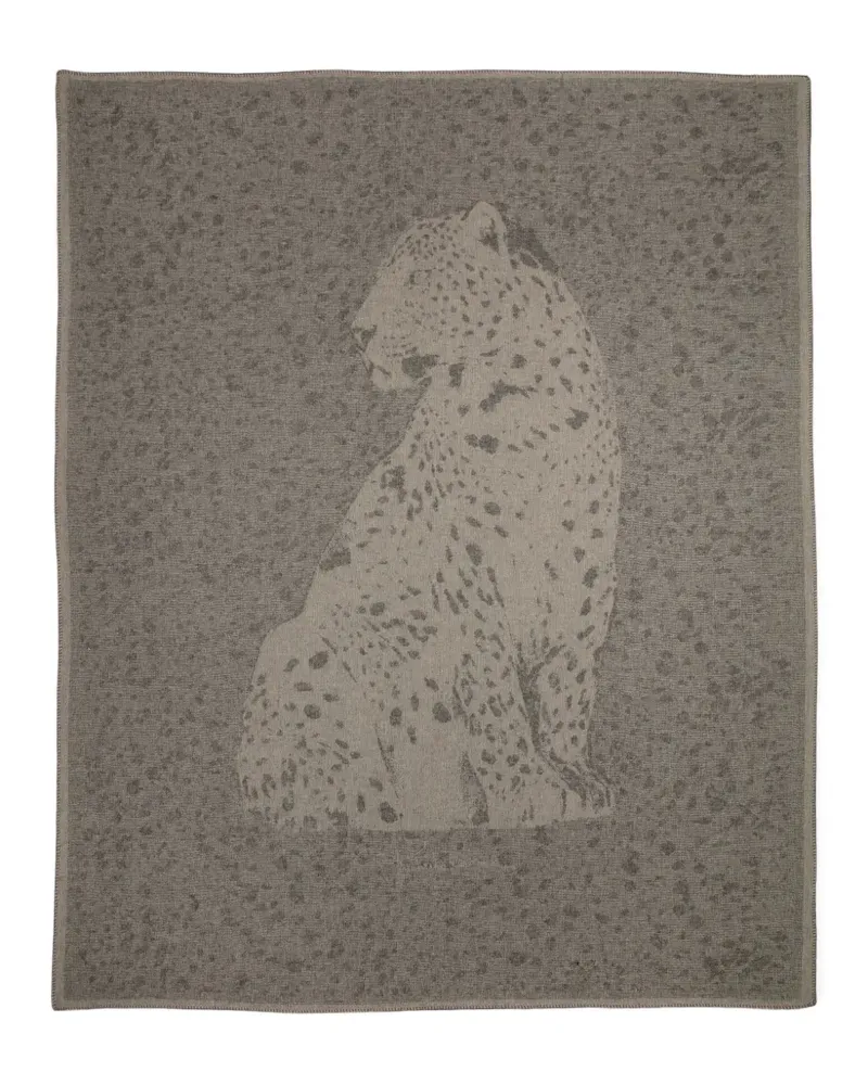 Roberto Cavalli Home leopard-intarsia blanket - Nude Nude