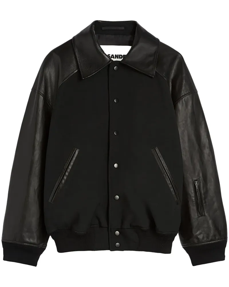 Jil Sander Lederjacke mit Kontrasteinsätzen - Schwarz Schwarz