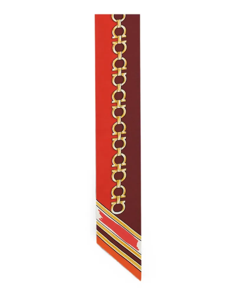 Ferragamo Bandeau-Schal mit Feline-Print - Rot Rot