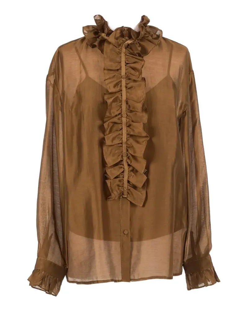 Twin-Set Bluse mit Rüschen - Braun Braun