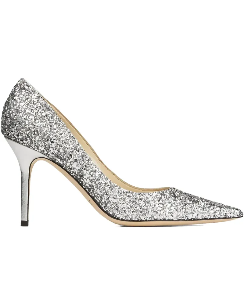 Jimmy Choo Romy Pumps mit spitzer Kappe im Glitter-Look 50mm - Silber Silber