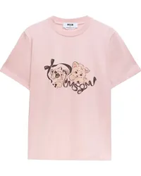 MSGM T-Shirt mit Katzen-Print Rosa